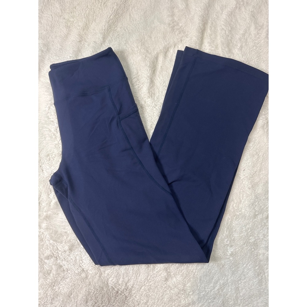Gaiam Yoga Pants Womens Large Navy Blue Excellent Wide Leg Pockets Leggings